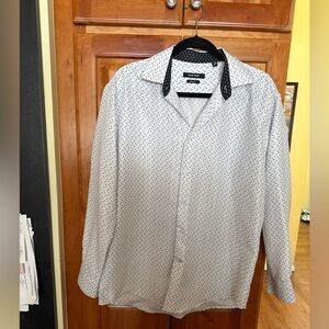 Nine West White and Black Patterned Casual Shirt